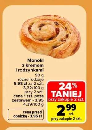 Monokl z kremem i rodzynkami