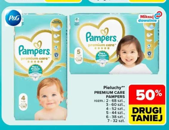 Pieluchy Premium Care Pampers rozm. 2 +5 wariantów