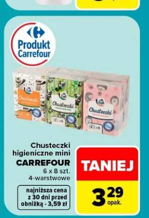 Chusteczki higieniczne mini Carrefour 6-pak 4-warstwowe