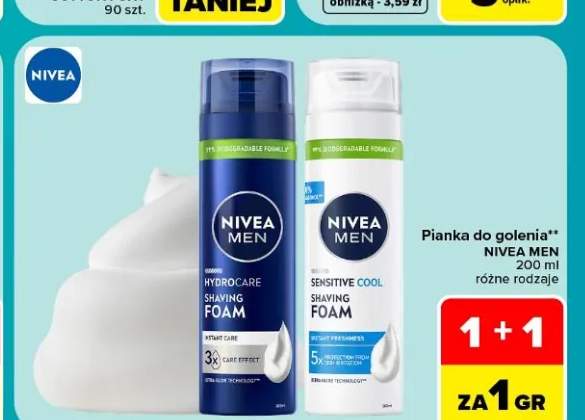 Pianka do golenia Nivea Men Hydrocare +1 wariant