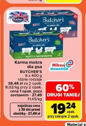 Karma mokra dla psa z wołowiną Butcher's 6-pak +1 wariant