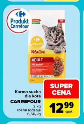 Karma sucha dla kota Adult z wołowiną Carrefour