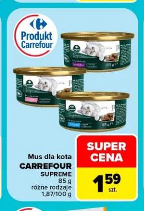 Mus dla kota z wołowiną Carrefour Supreme +2 warianty