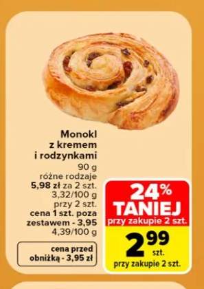 Monokl z kremem i rodzynkami