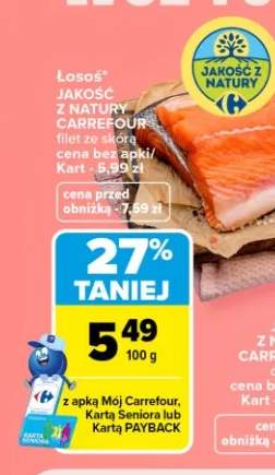Łosoś filet ze skórą Jakość z Natury Carrefour