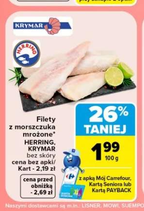 Filety z morszczuka mrożone bez skóry Herring