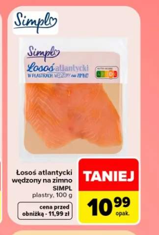 Łosoś atlantycki wędzony na zimno w plastrach Simpl