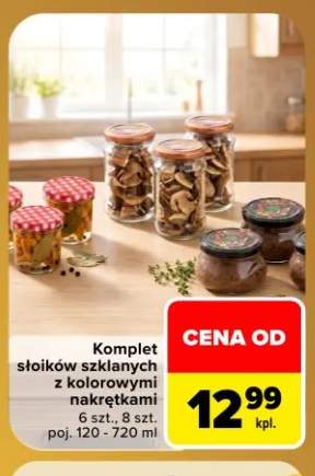 Komplet słoików szklanych z kolorowymi nakrętkami 8 szt. +1 wariant