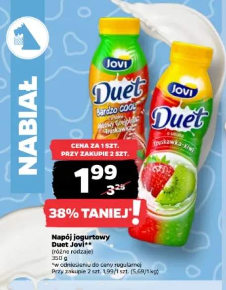 Napój jogurtowy Duet Jovi różowy grejpfrut truskawka +1 wariant