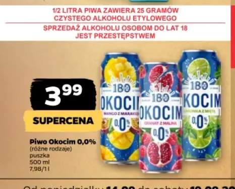 Piwo bezalkoholowe Okocim mango z marakują +2 warianty