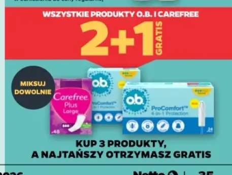 Produkty o.b. i Carefree +3 warianty