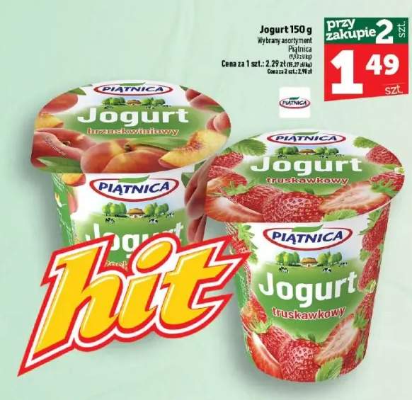 Jogurt brzoskwiniowy Piątnica +1 wariant