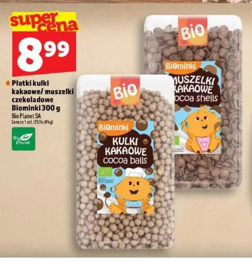 Płatki kulki kakaowe Biominki +1 wariant