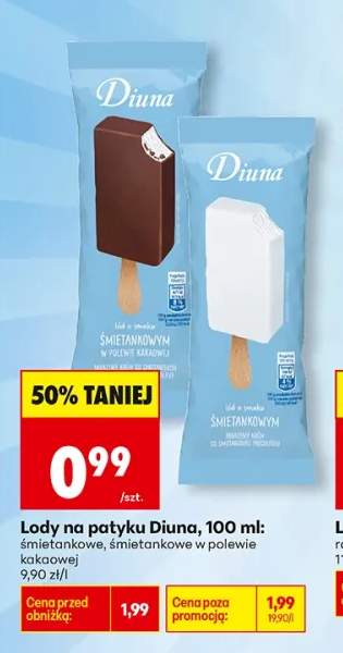Lody na patyku Diuna śmietankowe +1 wariant