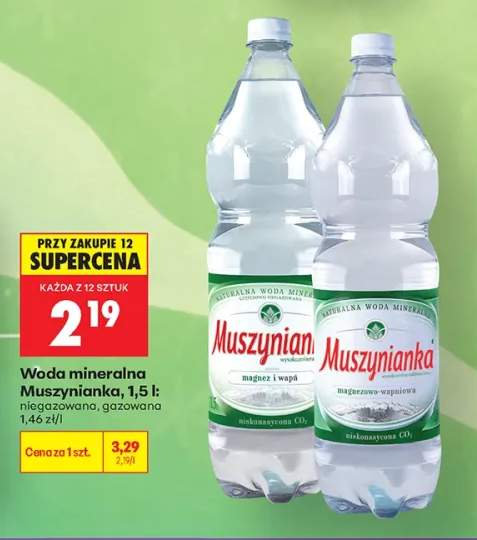 Woda mineralna niegazowana Muszynianka +1 wariant