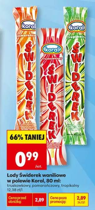 Lody Świderek waniliowe w polewie truskawkowy +2 warianty