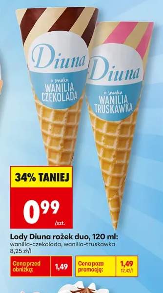 Lody Diuna rożek duo wanilia-czekolada +1 wariant