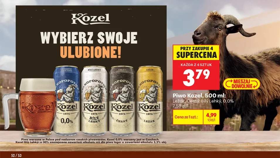 Piwo Kozel Černý +3 warianty