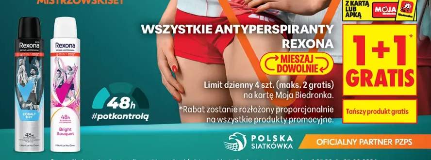 Antyperspiranty Rexona +2 warianty