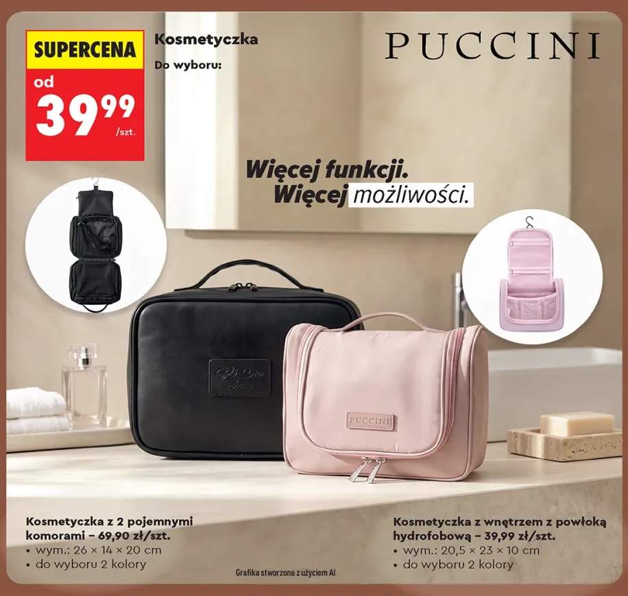 Kosmetyczka z 2 pojemnymi komorami Puccini +1 wariant