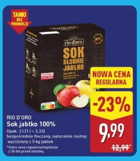 Sok jabłko bezpośrednio tłoczony naturalnie mętny Rio D'oro 100%