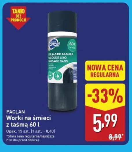 Worki na śmieci z taśmą 60 l Paclan