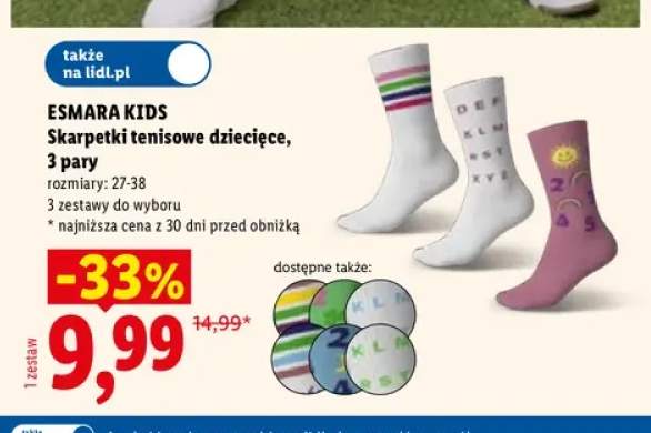 Skarpetki tenisowe dziecięce 3-pak