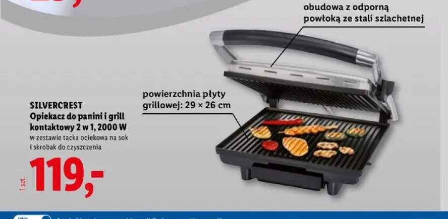 Opiekacz do panini i grill kontaktowy 2 w 1 Silvercrest