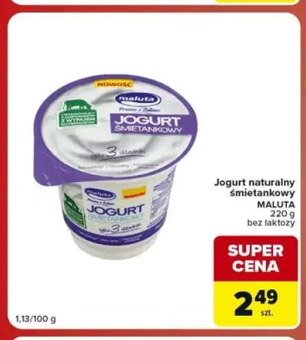 Jogurt naturalny śmietankowy Maluta bez laktozy