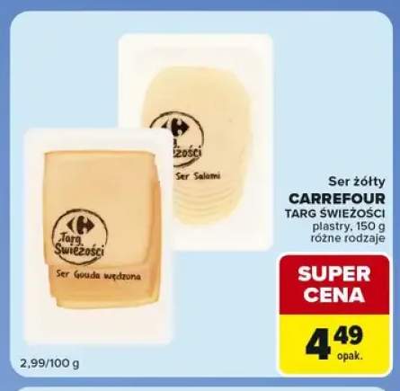 Ser gouda wędzona w plastrach Carrefour Targ Świeżości +1 wariant