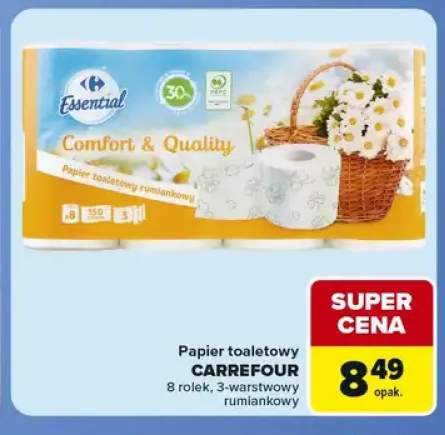 Papier toaletowy 3-warstwowy rumiankowy 8-pak Carrefour