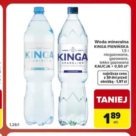 Woda mineralna niegazowana Kinga Pienińska +2 warianty
