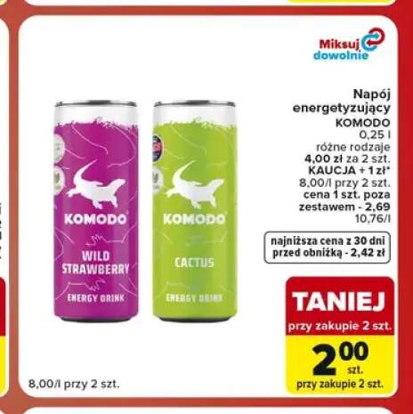 Napój energetyzujący Komodo Wild Strawberry +1 wariant