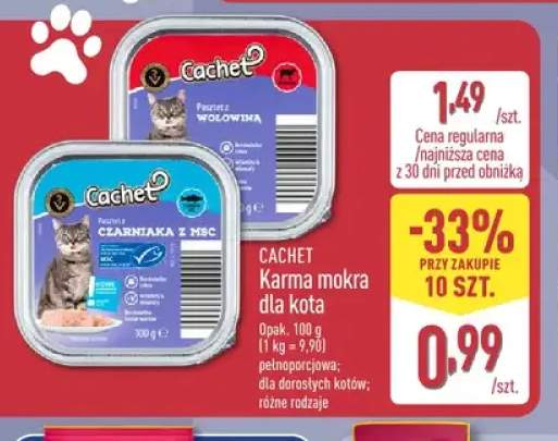 Karma mokra dla kota pasztet z wołowiną Cachet +1 wariant