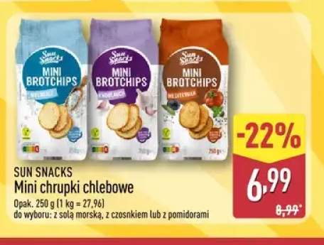 Mini chrupki chlebowe z solą morską Sun Snacks +2 warianty