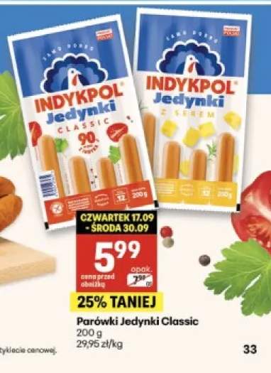Parówki Jedynki Classic Indykpol +1 wariant