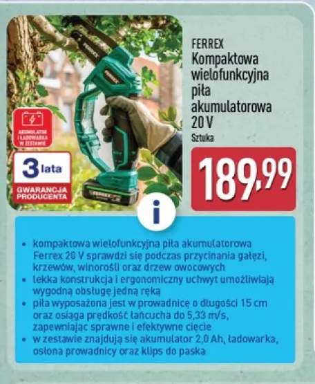 Kompaktowa wielofunkcyjna piła akumulatorowa Ferrex