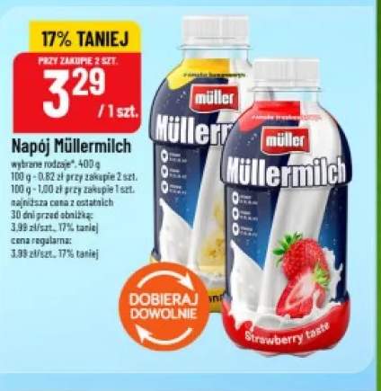 Napój Müllermilch bananowy +1 wariant