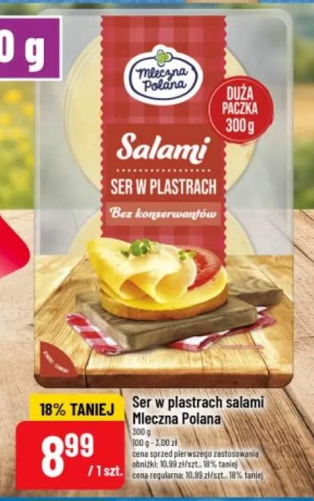 Ser w plastrach salami Mleczna Polana