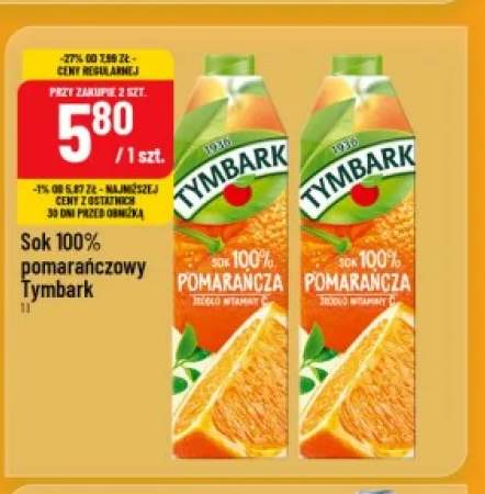 Sok pomarańczowy Tymbark 100%