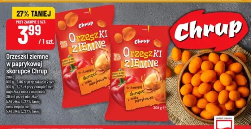Orzeszki ziemne w paprykowej skorupce Chrup