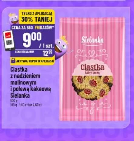 Ciastka z nadzieniem malinowym i polewą kakaową Sielanka