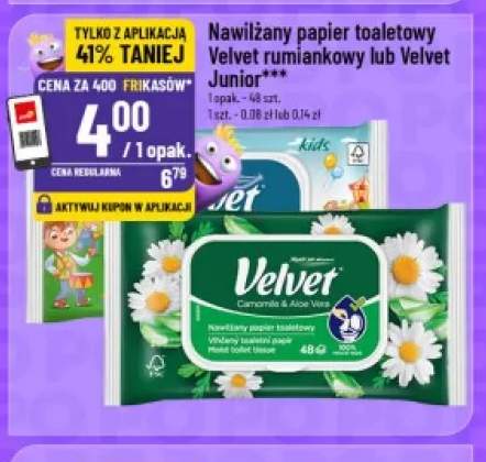 Nawilżany papier toaletowy Velvet rumiankowy +1 wariant