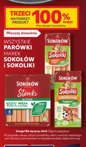 Parówki marek Sokołów i Sokoliki +3 warianty