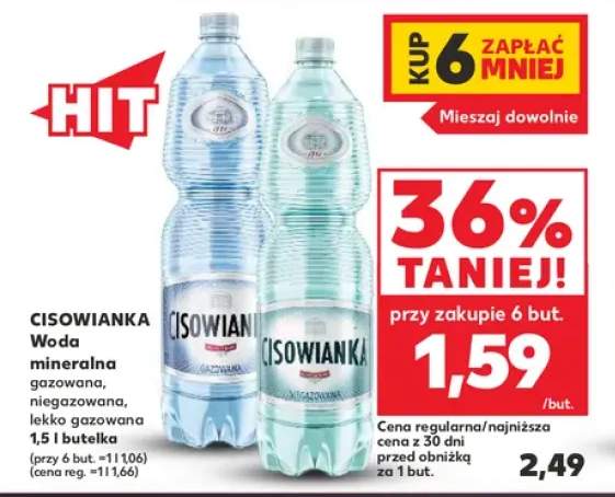 Woda mineralna gazowana Cisowianka lekko +2 warianty