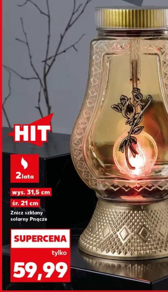 Znicz szklany solarny Pnącze