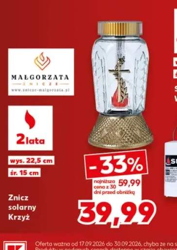 Znicz solarny Krzyż Małgorzata
