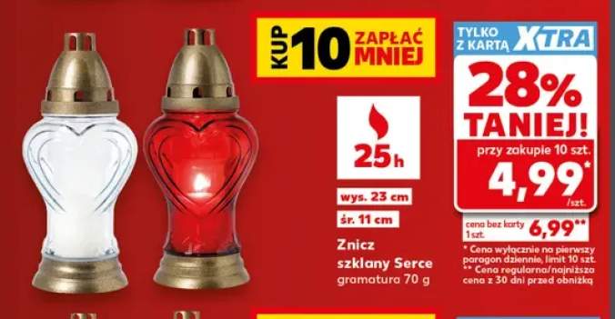 Znicz szklany Serce
