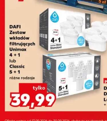 Zestaw wkładów filtrujących Unimax 4+1 Dafi +1 wariant