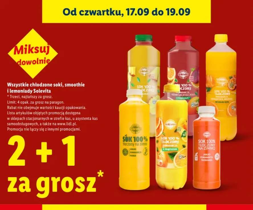 Chłodzone soki, smoothie i lemoniady Solevita +6 wariantów